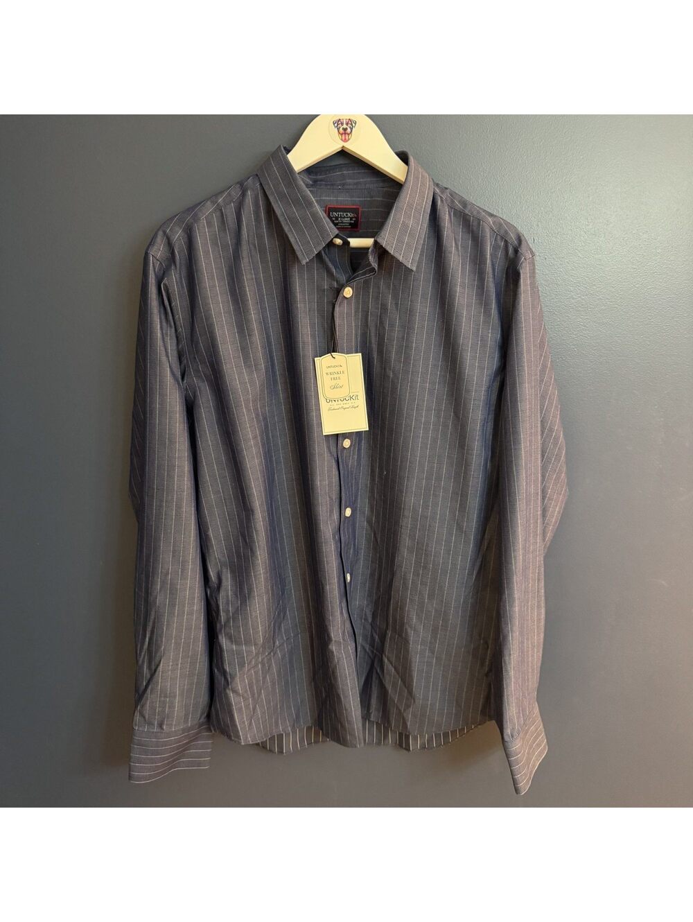 UNTUCKit Gifford WF Navy Pinstripe Slim Fit Shirt Size XL NWT 2021 Season